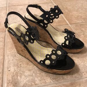 Boden Black Wedge Sandals